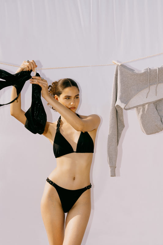 BAD INTENTIONS — Classic Black Bikini with Gold Rings
