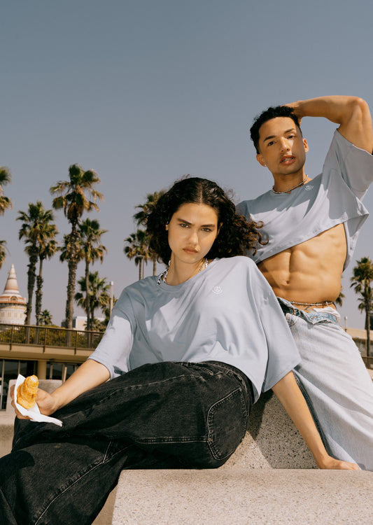 Sugar Top — Oversized Baby Blue Cropped Tee