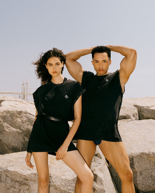 ALL BLACK ENERGY – Oversized Washed Muscle Tee
